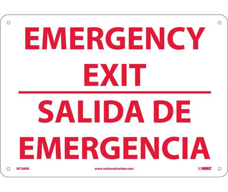 Emergency Exit - Bilingual - 10X14 - Rigid Plastic - M738RB