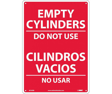 Empty Cylinders Do Not Use - Bilingual - 14X10 - Rigid Plastic - M745RB