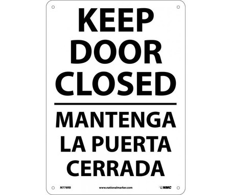 Keep Door Closed - Bilingual - 14X10 - Rigid Plastic - M778RB