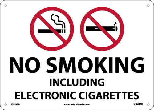 No Smoking Including Electronic Cigarettes - 10X14 - .040 Aluminum - M953AB