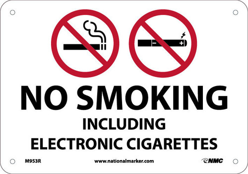 No Smoking Including Electronic Cigarettes - 7X10 - .050 Rigid Plastic - M953R