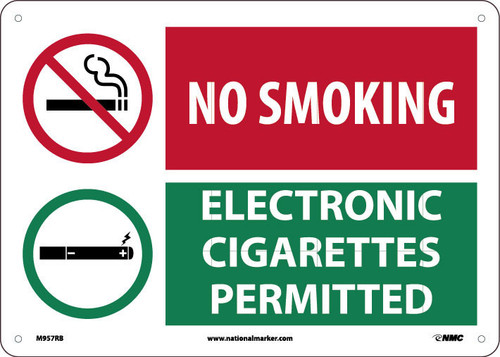 No Smoking - Graphic Slash - Electronic Cigarettes Permitted - Graphic Slash 10X14 - Ridig Plastic - M957RB