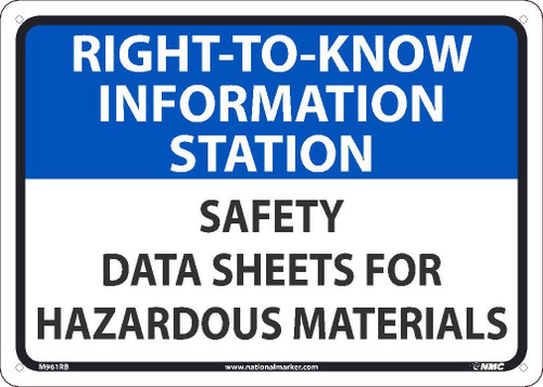 Right-To-Know Information Station Safety Data Sheets For Hazardous Materials - 10X14 - Rigid Plastic Sign - M961RB