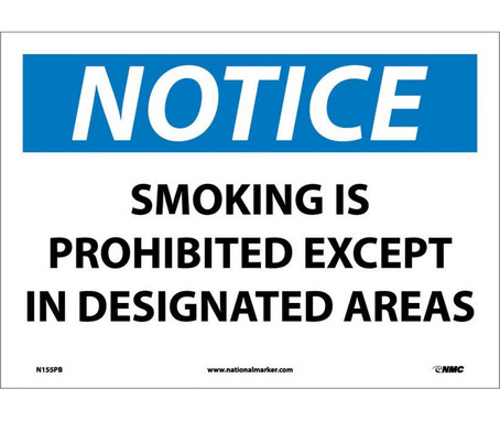 Notice: Smoking Is Prohibited Except In Designated.. - 10X14 - PS Vinyl - N155PB
