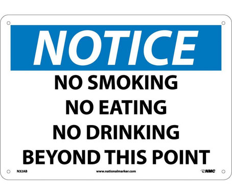 Notice: No Smoking No Eating No Drinking Beyond - 10X14 - .040 Alum - N32AB