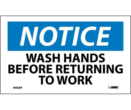 Notice Wash Hands Before Returning To Work 3X5 Ps Vinyl 5/Pk