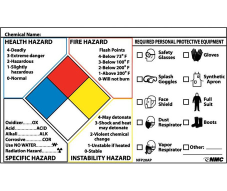 Nfpa Protective Equipment Label - 3X5 - PS Vinyl - Pack of 5 - NFP20AP