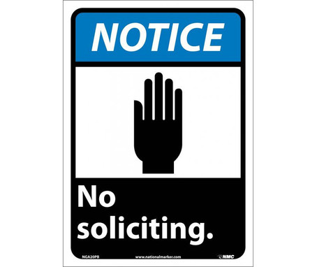 Notice: No Soliciting - 14X10 - PS Vinyl - NGA20PB