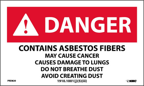 Labels Danger Contains Asbestos Fibers May Cause Cancer 3X5 Ps Paper 500/Rl