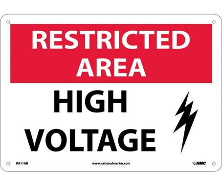 Restricted Area - High Voltage - Graphic - 10X14 - .040 Alum - RA11AB
