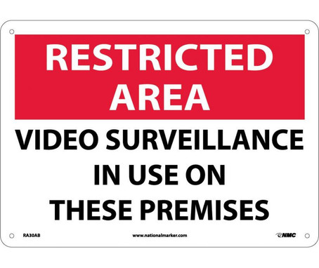 Restricted Area - Video Surveillance In Use On These Premises - 10X14 - .040 Alum - RA30AB