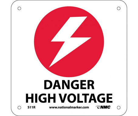 Danger: High Voltage (W/ Graphic) - 7X7 - Rigid Plastic - S11R