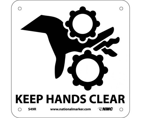 Keep Hands Clear (W/ Graphic) - 7X7 - Rigid Plastic - S49R