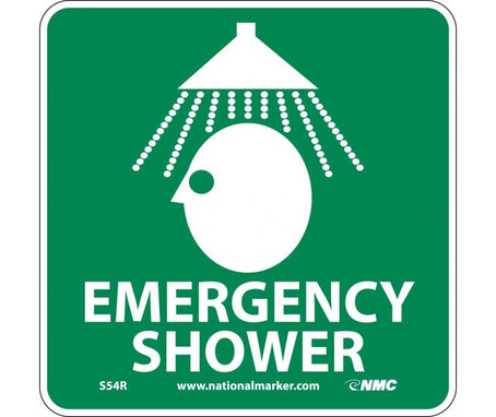 Emergency Shower (W/ Graphic) - 7X7 - Rigid Plastic - S54R
