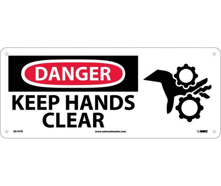 Danger: Keep Hands Clear - (W/Graphic) - 7X17 - Rigid Plastic - SA197R