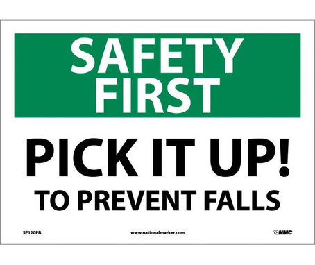 Safety First - Pick It Up! To Prevent Falls - 10X14 - PS Vinyl - SF120PB