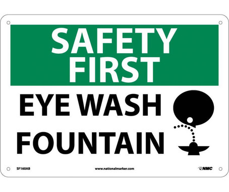 Safety First - Eye Wash Fountain - Graphic - 10X14 - .040 Alum - SF160AB