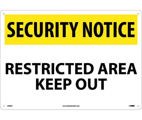 Security Notice: Restricted Area Keep Out - 14X20 - .040 Alum - SN28AC