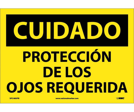 Cuidado - Proteccion De Los Ojos Requerida - 10X14 - PS Vinyl - SPC485PB