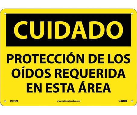 Cuidado - Proteccion De Los Oidos Requerida En Esta Area - 10X14 - .040 Alum - SPC73AB