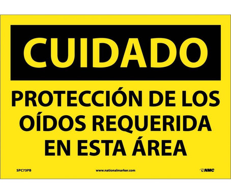 Cuidado - Proteccion De Los Oidos Requerida En Esta Area - 10X14 - PS Vinyl - SPC73PB