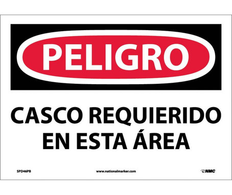 Peligro - Casco Requerido En Esta Area - 10X14 - PS Vinyl - SPD46PB