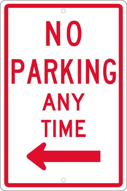 No Parking Any Time (W/ Left Arrow) - 18X12 - .063 Alum - TM015H