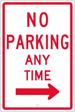No Parking Any Time (W/ Right Arrow) - 18X12 - .063 Alum - TM15H