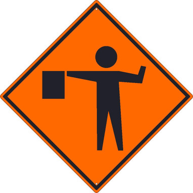 (Flagger Graphic)Sign - 30X30 - .080 Hip Ref Alum - TM181K