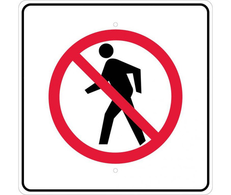 Graphic - No Pedestrian Crossing Symbol - 24X24 - .080 Egp Ref Alum - TM201J