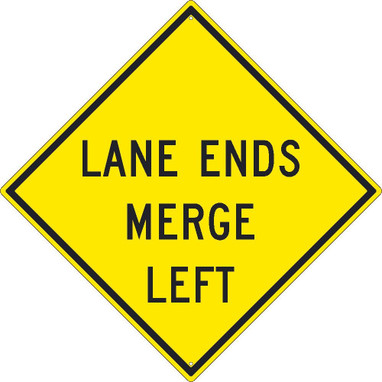 Lane Ends Merge Left Sign - 30X30 - .080 Hip Ref Alum - TM260K