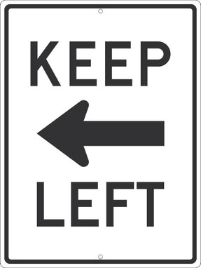 Keep Left(Arrow Graphic)Sign - 24X18 - .080 Hip Ref Alum - TM531K