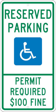 Reserved Parking Handicapped - Permit Required - 24X12 - .080 Egp Ref Alum Sign - TMS317J