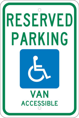 Reserved Parking Handicapped Ony Van Accessible - 18X12 - .080 Egp Ref Alum Sign - TMS319J