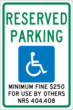 Reserved Parking Min Fine - 18X12 .040 Alum Sign - TMS323G