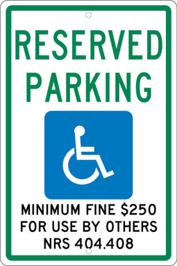 Reserved Parking Min Fine - 18X12 .063 Alum Sign - TMS323H