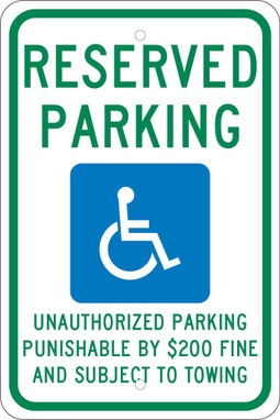 Reserved Parking - 18X12 - .080 Egp Ref Alum Sign - TMS335J