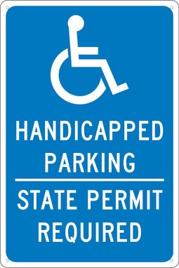 Handicapped Parking State Permit Required -18X12 - .040 Alum Sign - TMS337G