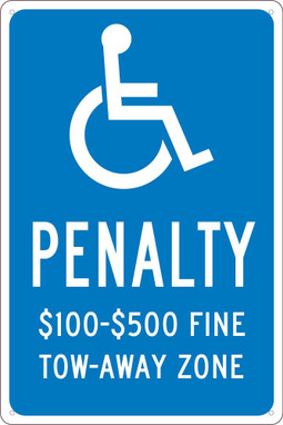 Penalty $100-500 Fine - 18X12 .040 Alum Sign - TMS338G