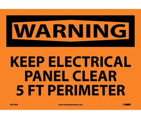 Warning: Keep Electrical Panel Clear 5 Ft Perimeter - 10X14 - PS Vinyl - W410PB