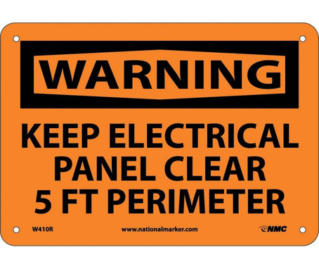 Warning: Keep Electrical Panel Clear 5 Ft Perimeter - 7X10 - Rigid Plastic - W410R