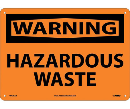 Warning: Hazardous Waste - 10X14 - .040 Alum - W426AB