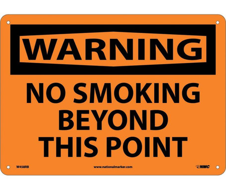 Warning: No Smoking Beyond This Point - 10X14 - Rigid Plastic - W458RB