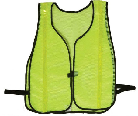 Safety Vests - Fluor Lime Green Mesh - 3/4" Silver Stripes - SV10