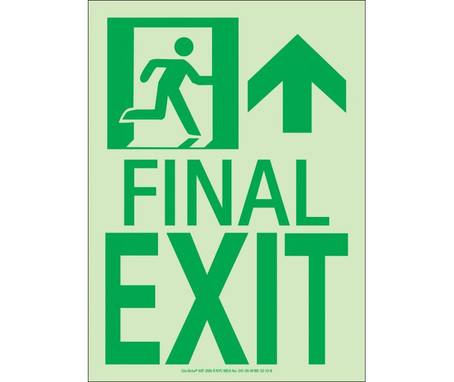 Nyc Final Exit Sign - Forward/Right Side - 11X8 - Flex - 7550 Glo Brite - Mea Approved - 50F-3SN-R