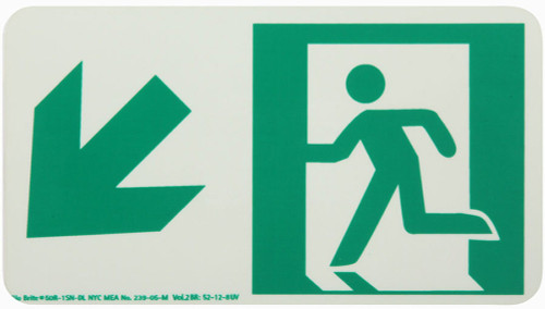 Nyc Directional Sign - Down Left - 4.5X8 - Rigid - 7550 Glo Brite - Mea Approved - 50R-1SN-DL