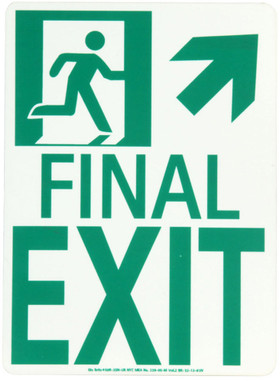 Nyc Final Exit Sign - Up Right - 11X8 - Rigid - 7550 Glo Brite - Mea Approved - 50R-3SN-UR