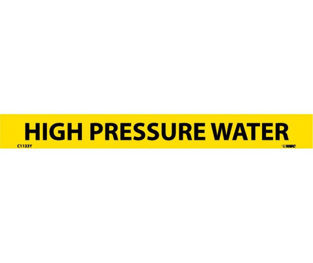 Pipemarker - PS Vinyl - High Pressure Water - 1X9 1/2" Cap Height - C1133Y