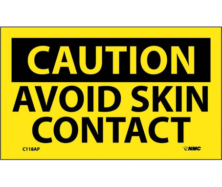 Caution: Avoid Skin Contact - 3X5 - PS Vinyl - Pack of 5 - C118AP