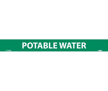 Pipemarker - PS Vinyl - Potable Water - 1X9 1/2" Cap Height - C1192G